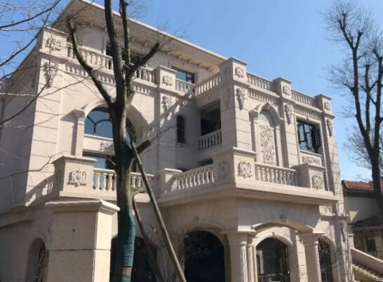 青岛海风花园别墅黄金麻石材外墙装修效果图