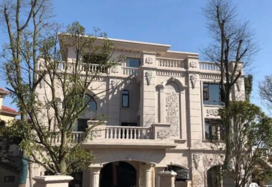 青岛海风花园别墅黄金麻石材外墙装修效果图