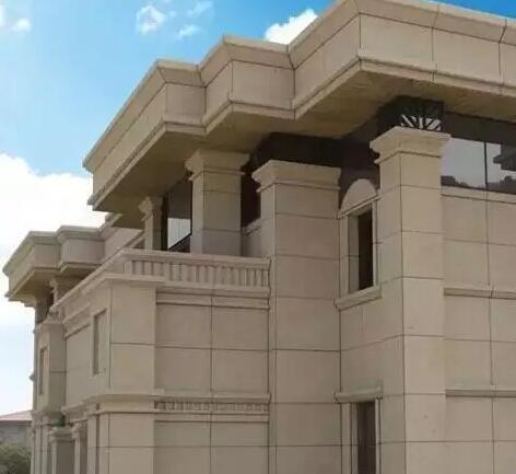 青岛凯旋花园黄金麻石材外墙装修实景效果图