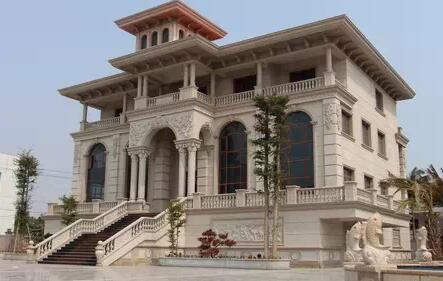 青岛崂山区环海嘉园黄金麻石材外墙装修效果图